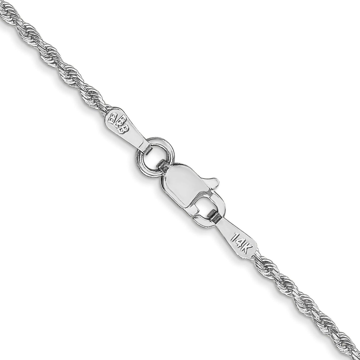 GC 14K White Gold 18 inch 1.5mm Diamond-cut Rope with Lobster Clasp Chain
