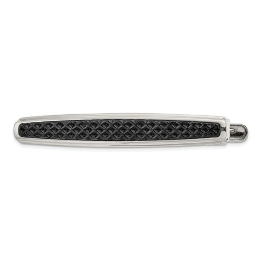 IBGoodman Stainless Steel Textured Black IP-plated Tie Bar