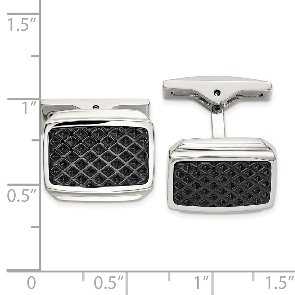 IBGoodman Stainless Steel Textured Black IP-plated Cuff Links