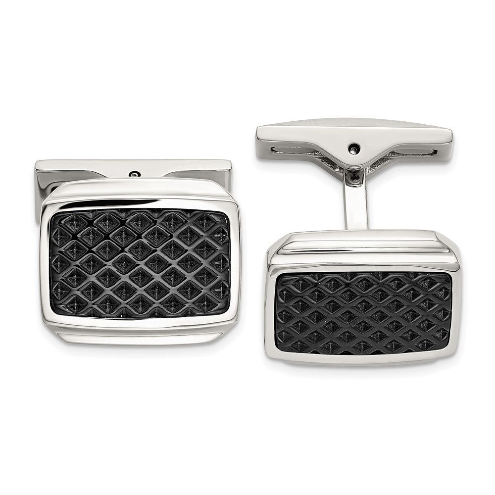 IBGoodman Stainless Steel Textured Black IP-plated Cuff Links