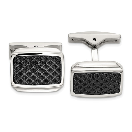 IBGoodman Stainless Steel Textured Black IP-plated Cuff Links