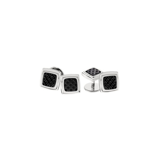 IBGoodman Stainless Steel Textured Black IP-plated Center Four Piece Tuxedo Studs Set