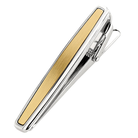IBGoodman Stainless Steel Yellow IP-plated Satin Finish Center Tie Bar