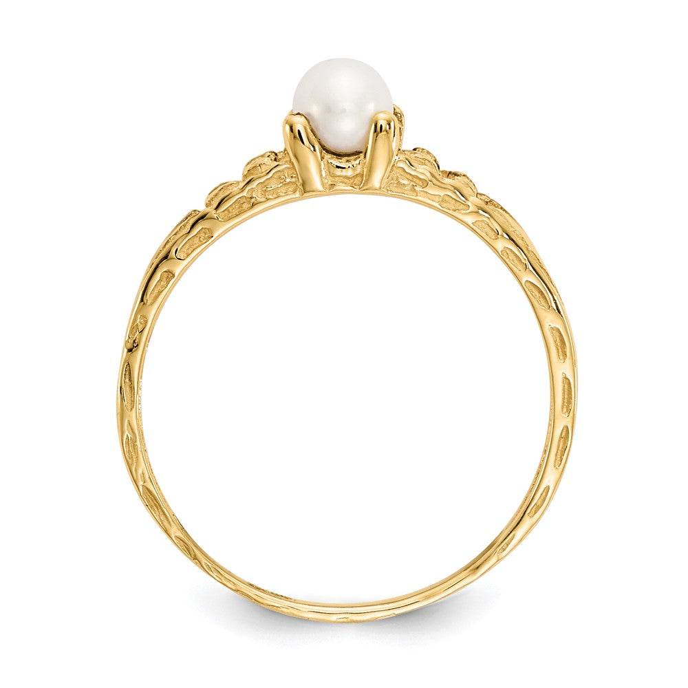 PG 10k Gold Madi K 3mm FW Cultured Pearl Birthstone Baby Ring