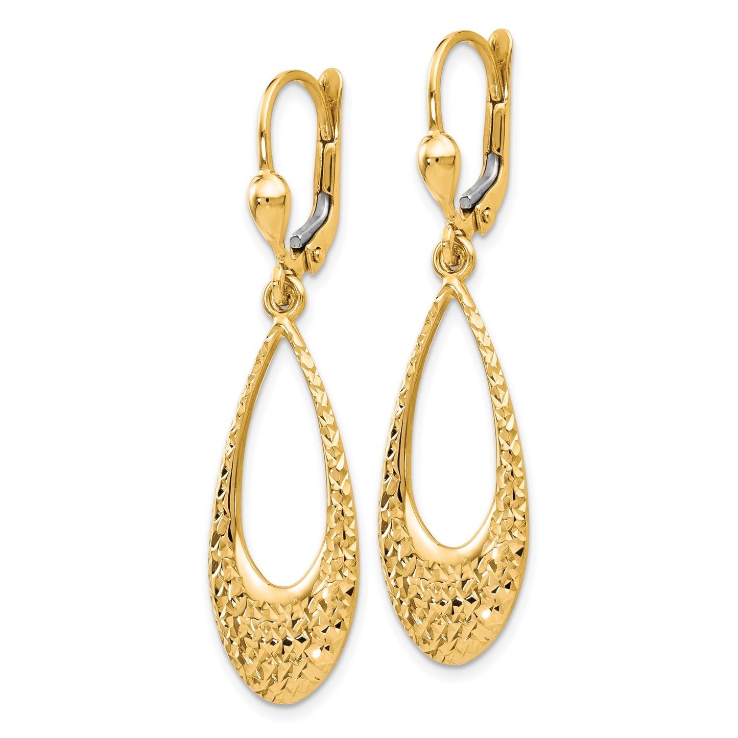GE 10K Polished and D/C Leverback Earrings