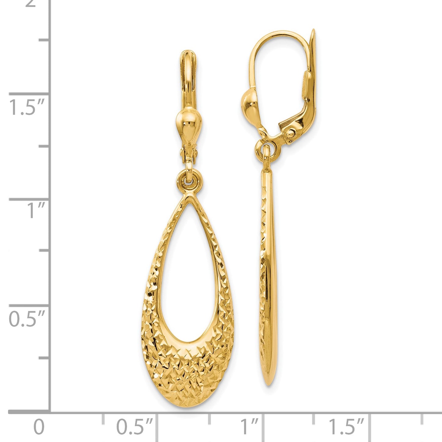 GE 10K Polished and D/C Leverback Earrings