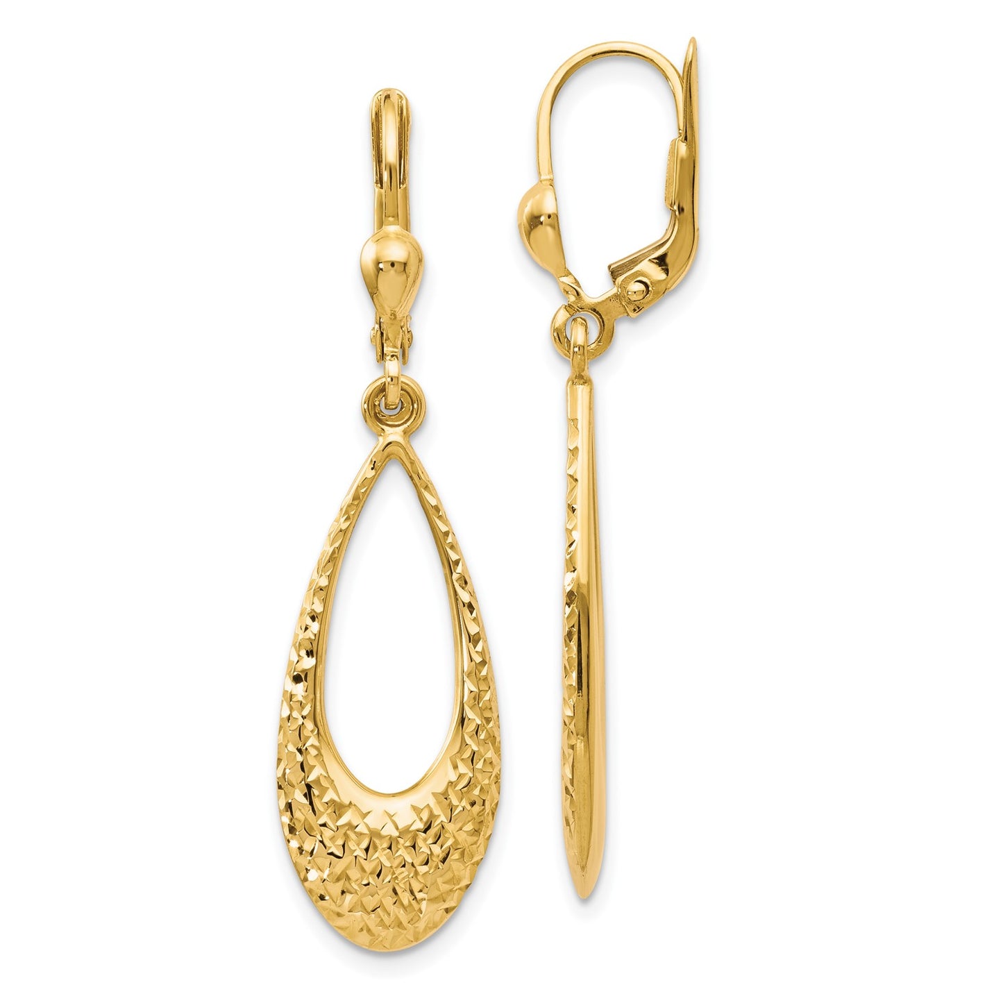 GE 10K Polished and D/C Leverback Earrings