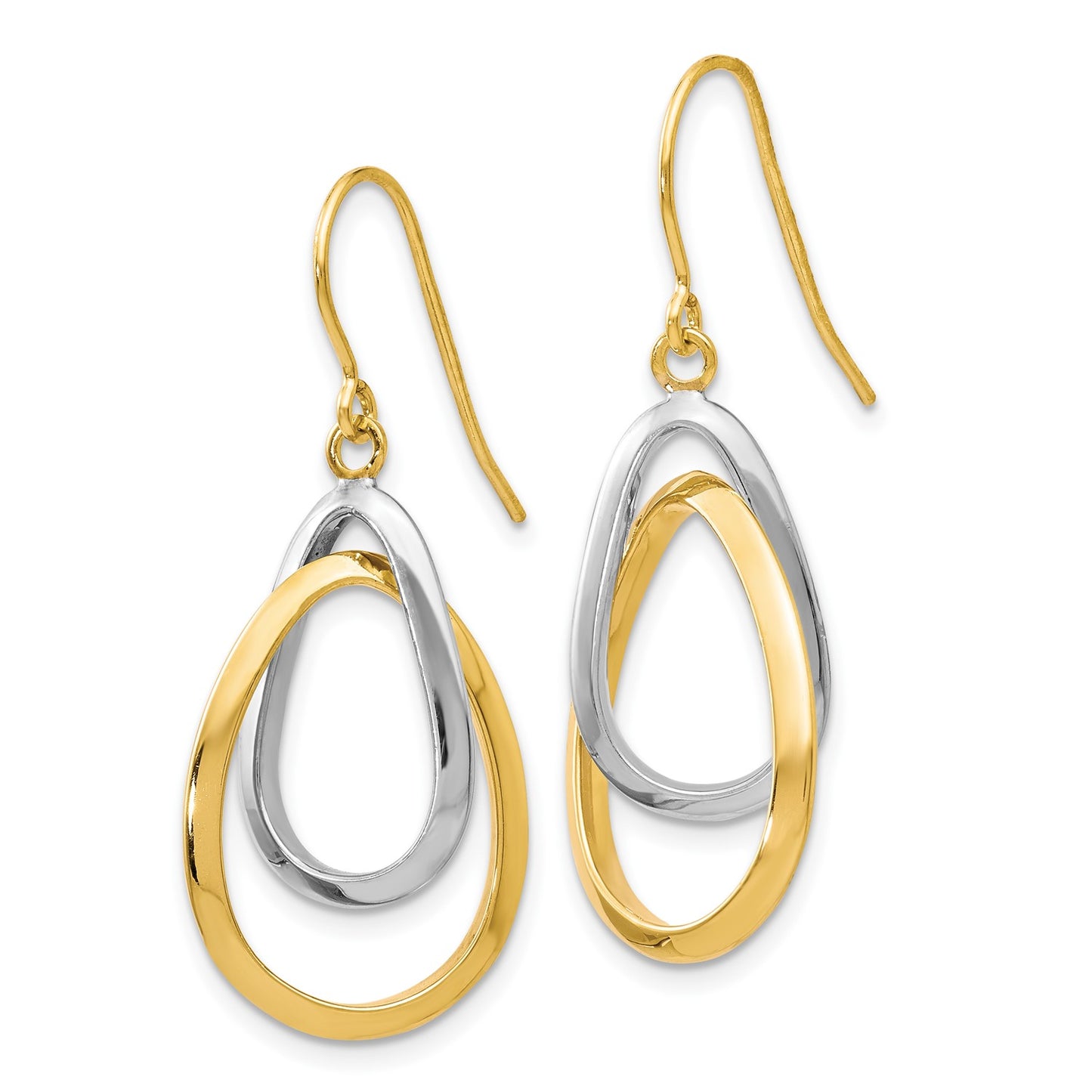 GE 10K Two-tone Polished Shepherd Hook Dangle Earrings