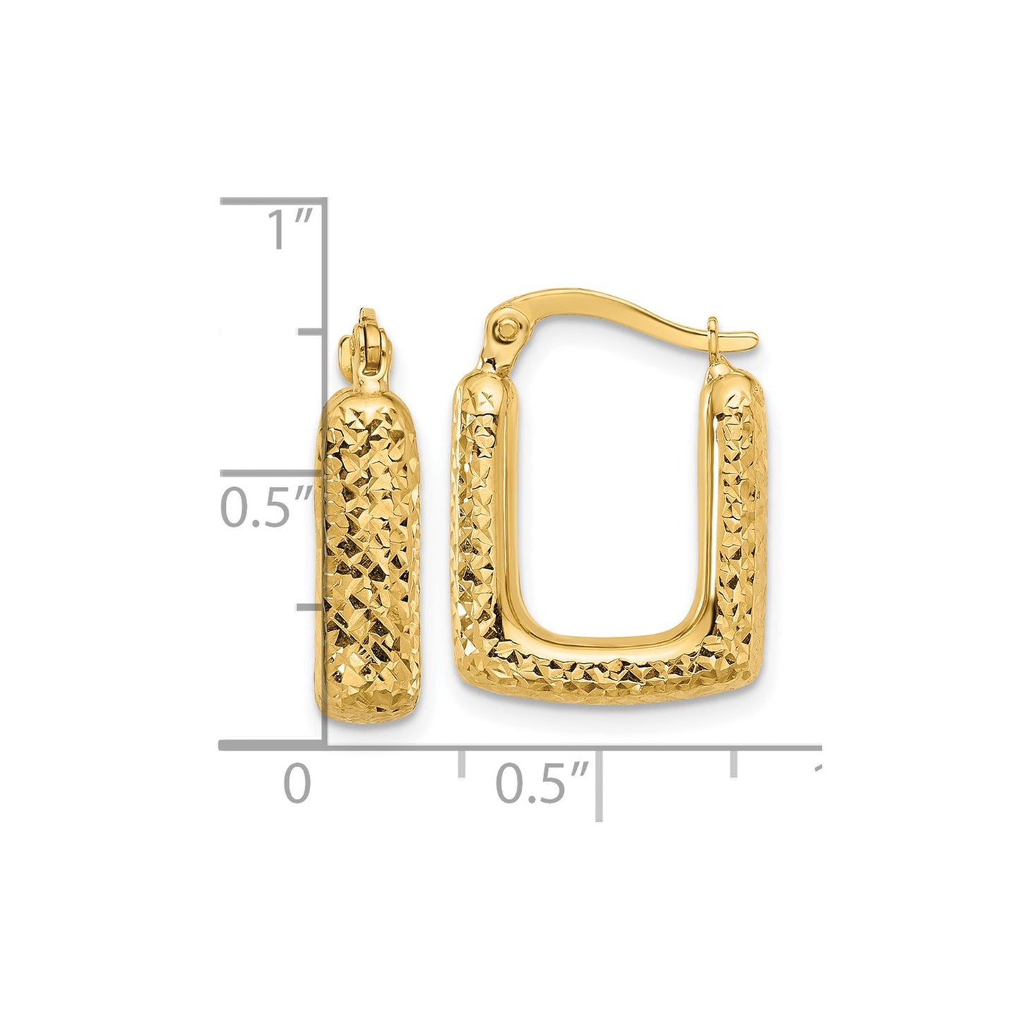 GE 10K Polished and Diamond-cut Square Hoop Earrings