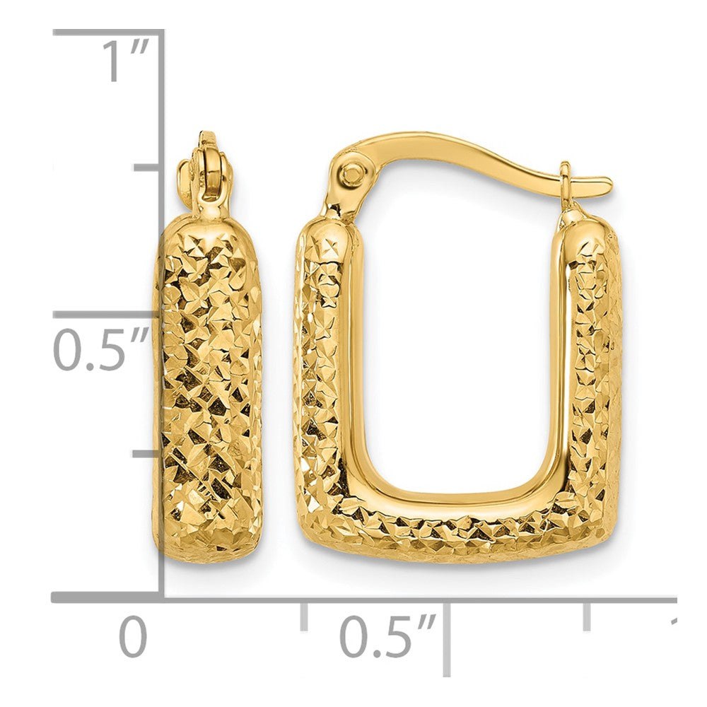 GE 10K Polished and Diamond-cut Square Hoop Earrings