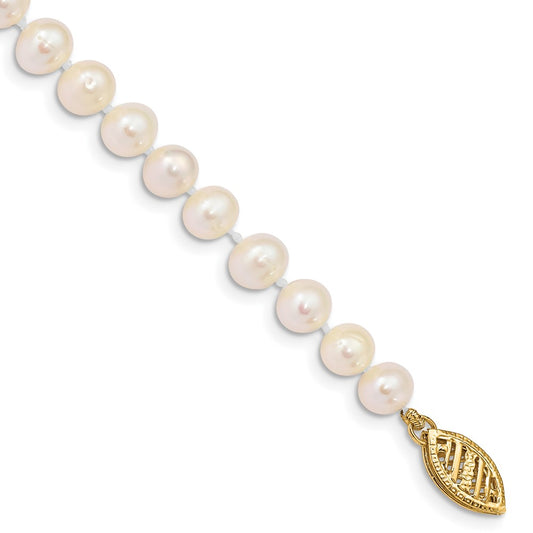 10k 5-6mm White Near Round Freshwater Cultured Pearl Necklace
