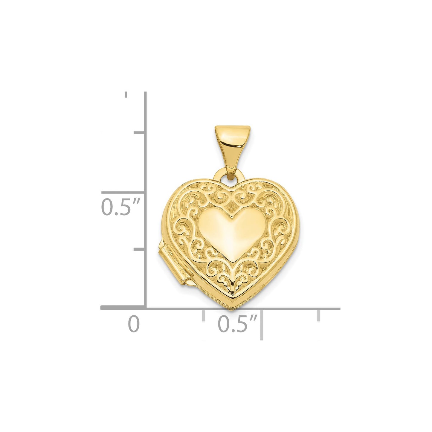 GL 10k Scroll Heart Locket