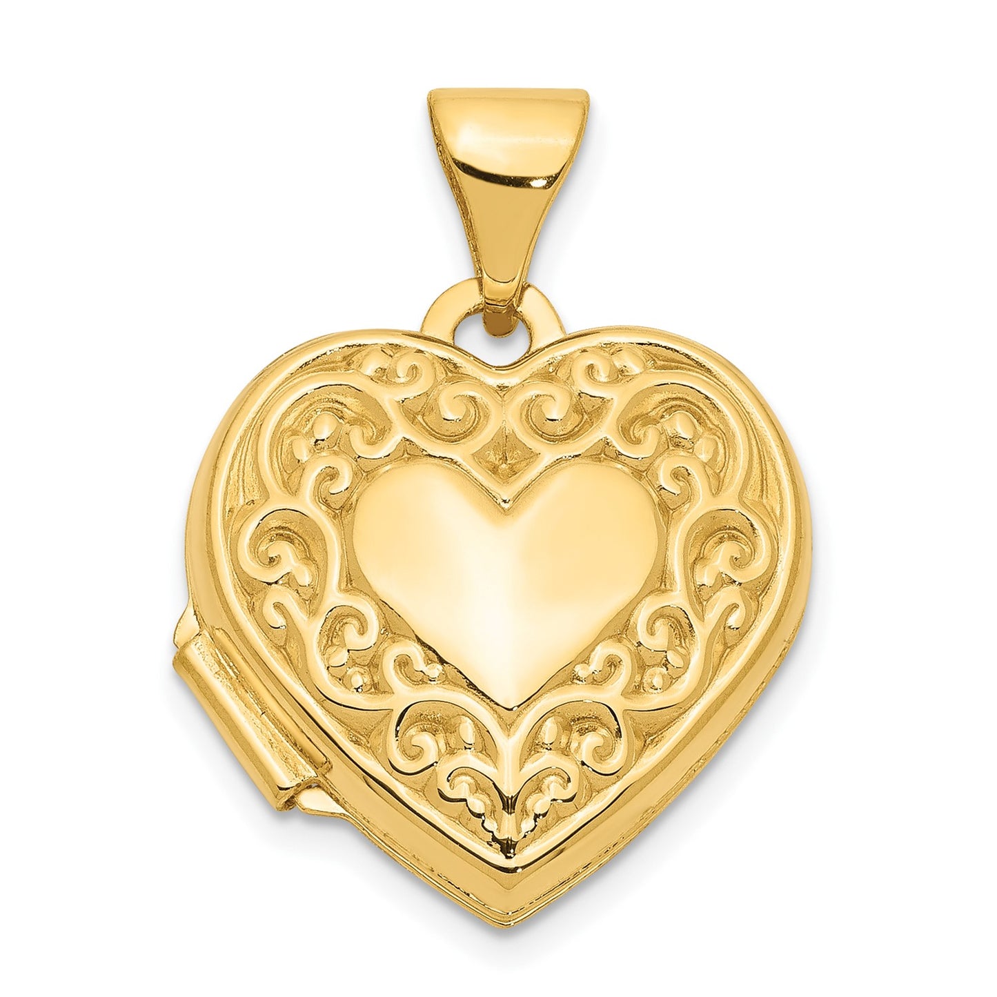 GL 10k Scroll Heart Locket