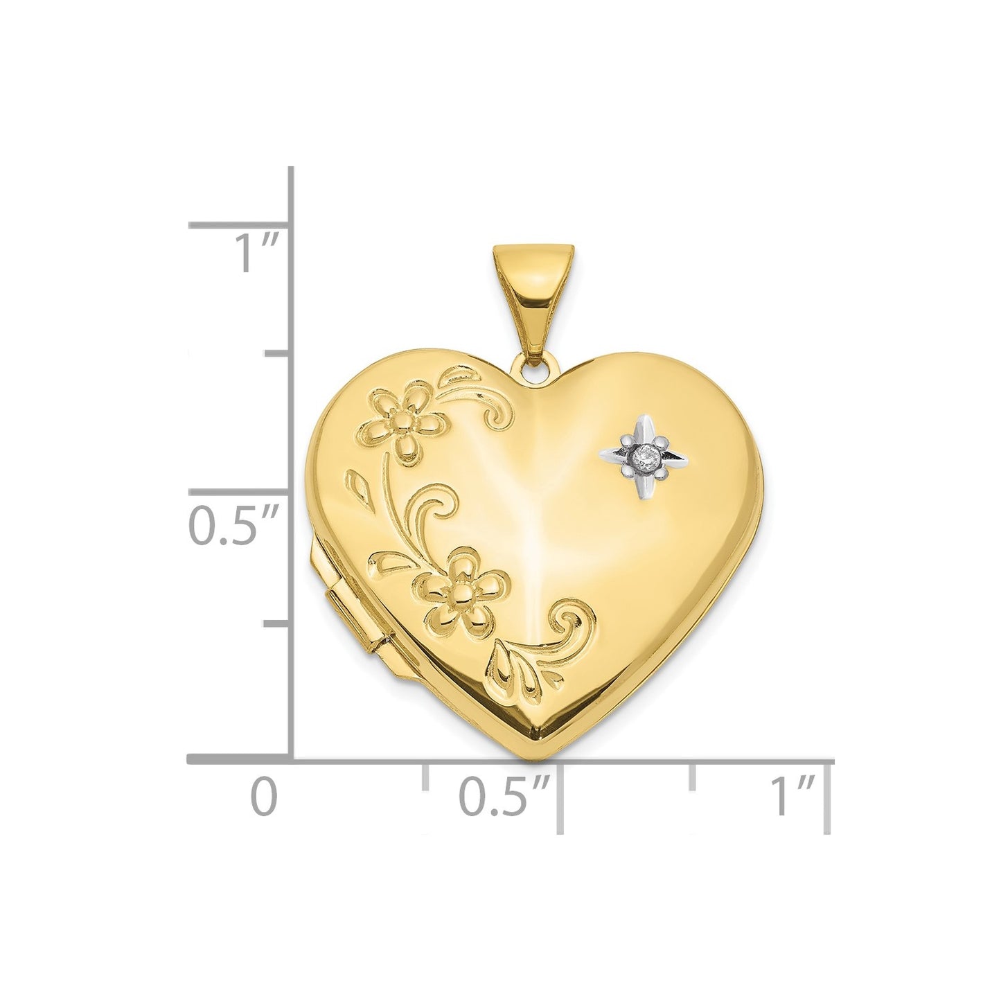 DL 10k Diamond Floral Family Heart Locket