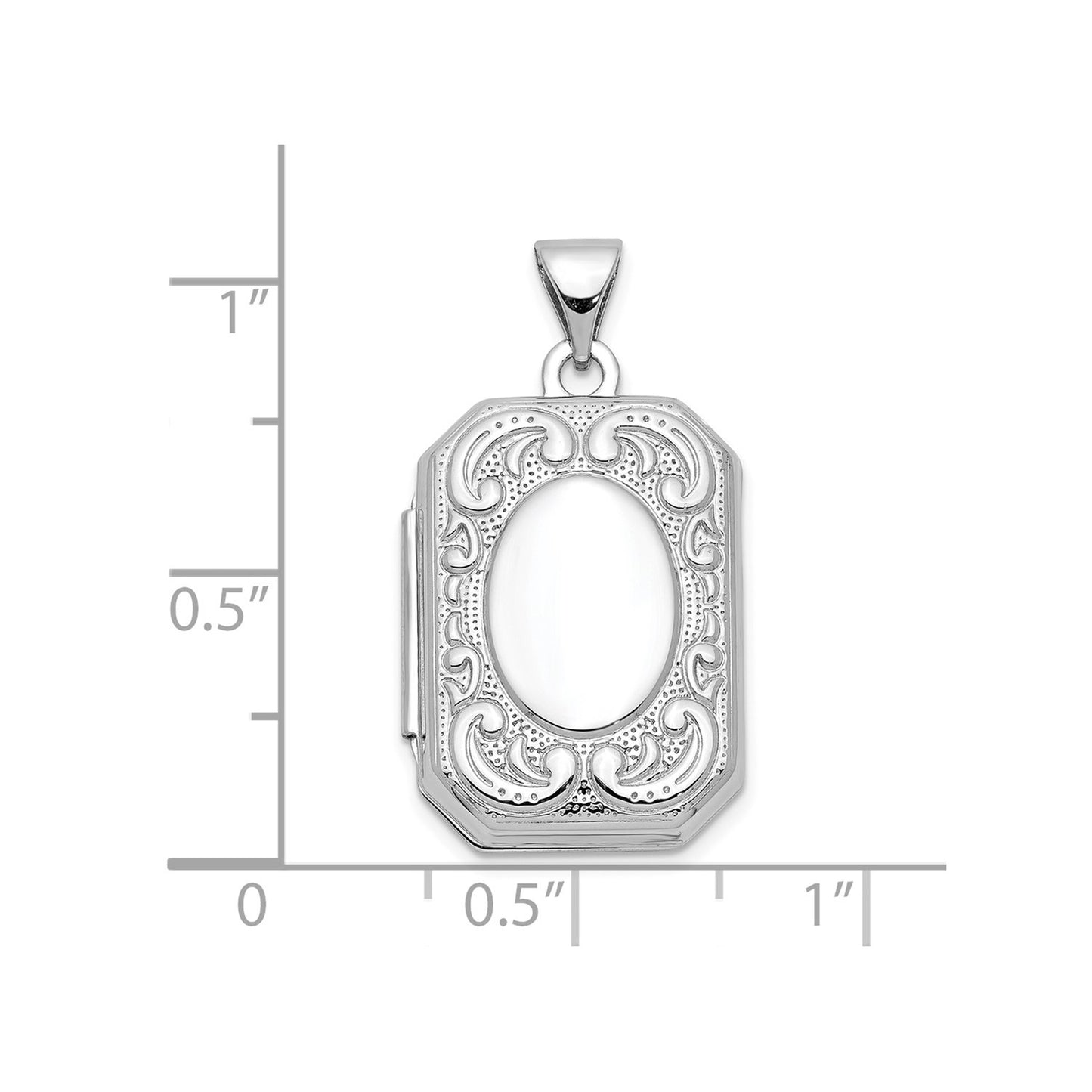 GL 10k White Gold 20mm Book Scroll Border Locket