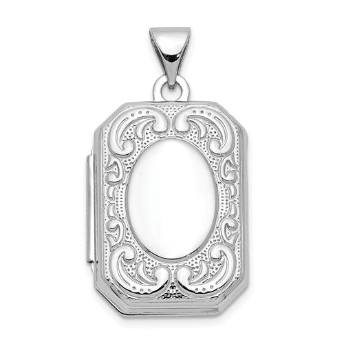 GP 10k White Gold 20mm Book Scroll Border Locket