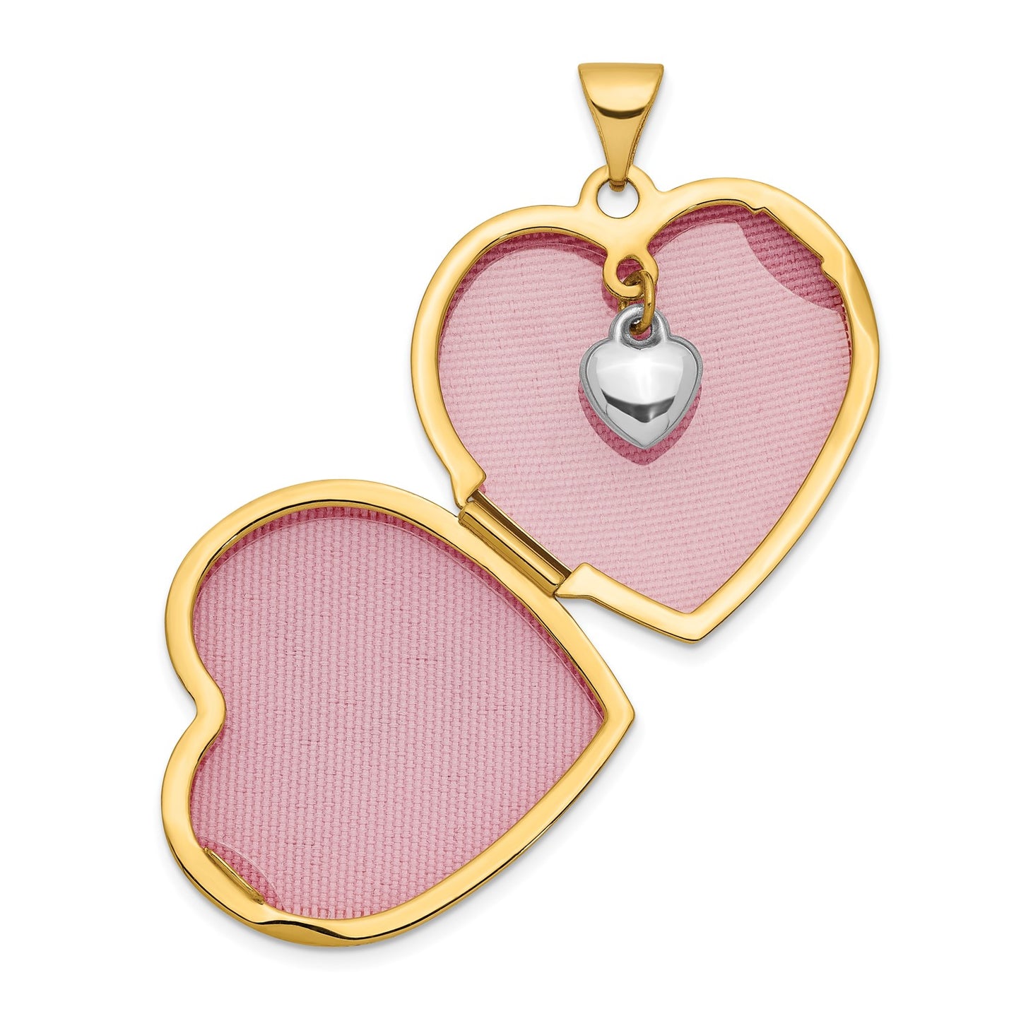GL 10k Two-tone Dia Always in my Heart w/ Heart Charm Inside 21mm Heart Locket