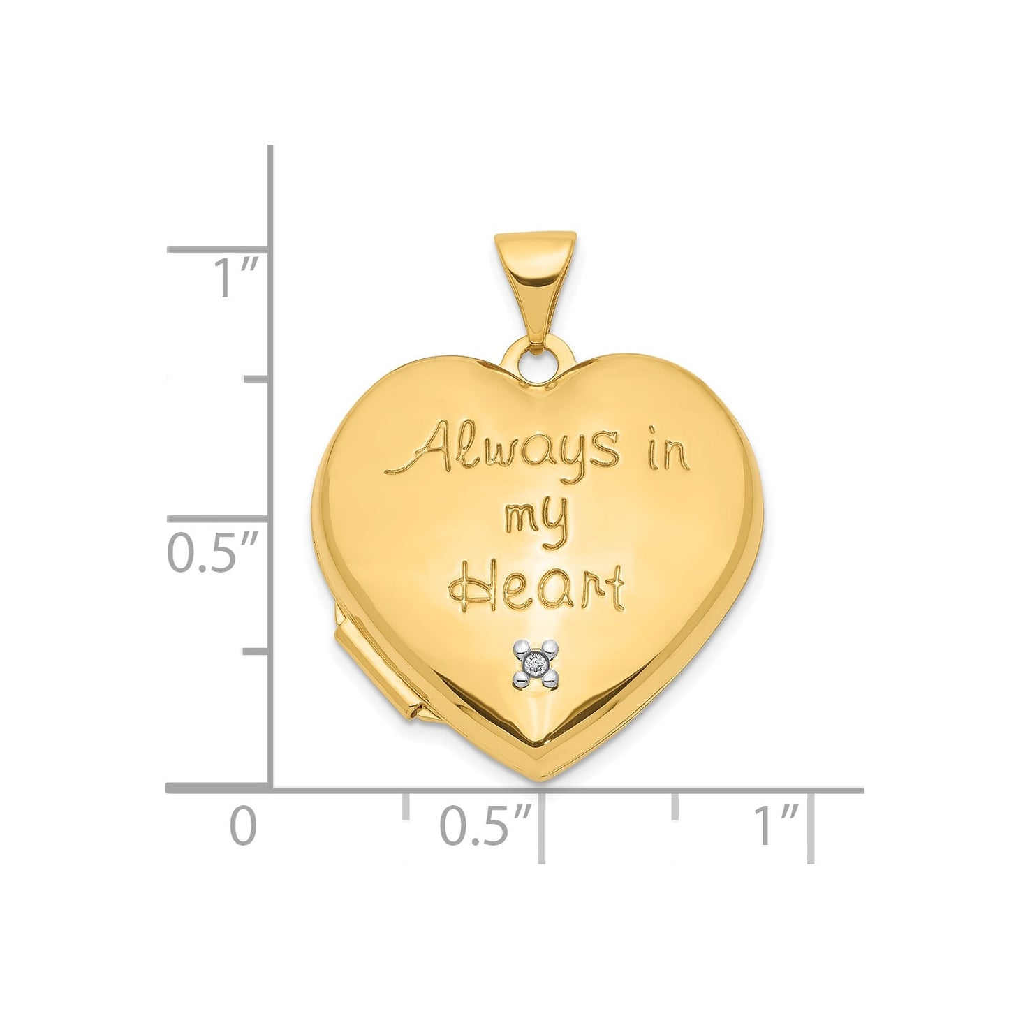 GL 10k Two-tone Dia Always in my Heart w/ Heart Charm Inside 21mm Heart Locket