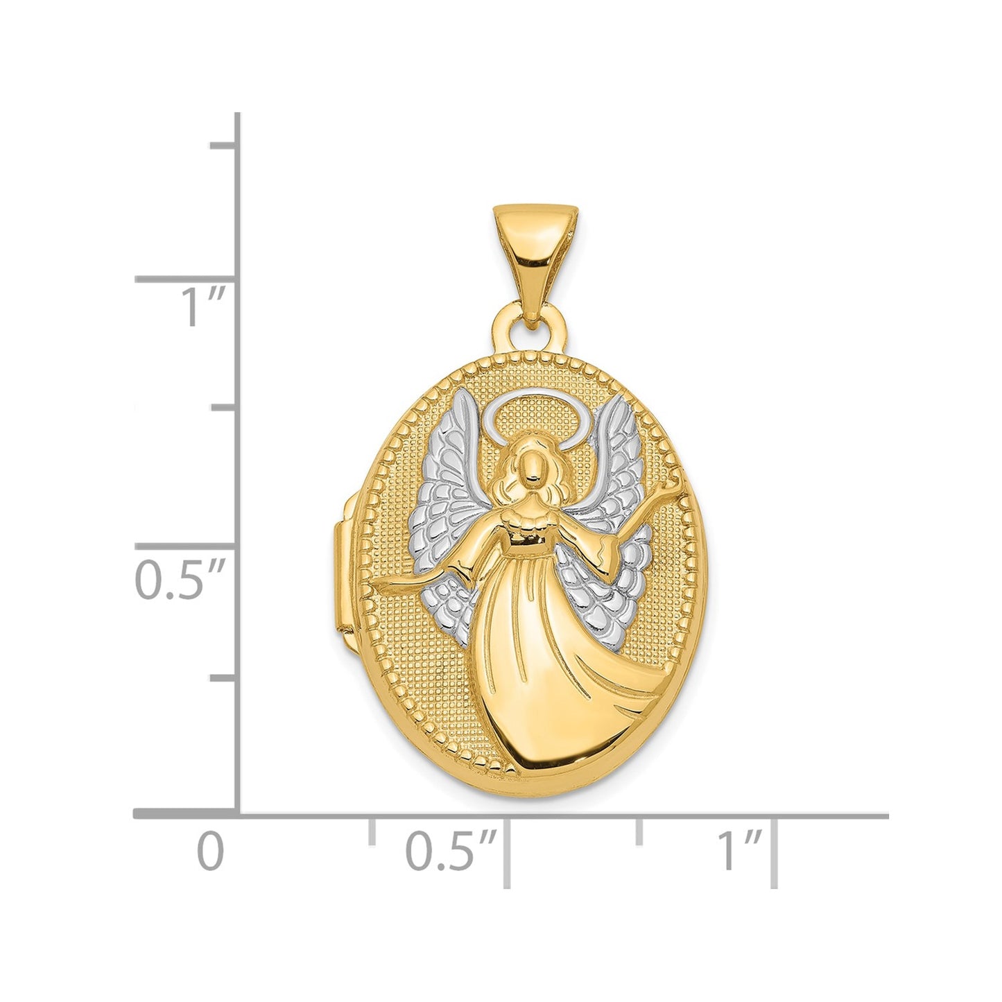 GL 10k w/Rhodium 21mm Oval Guardian Angel Locket