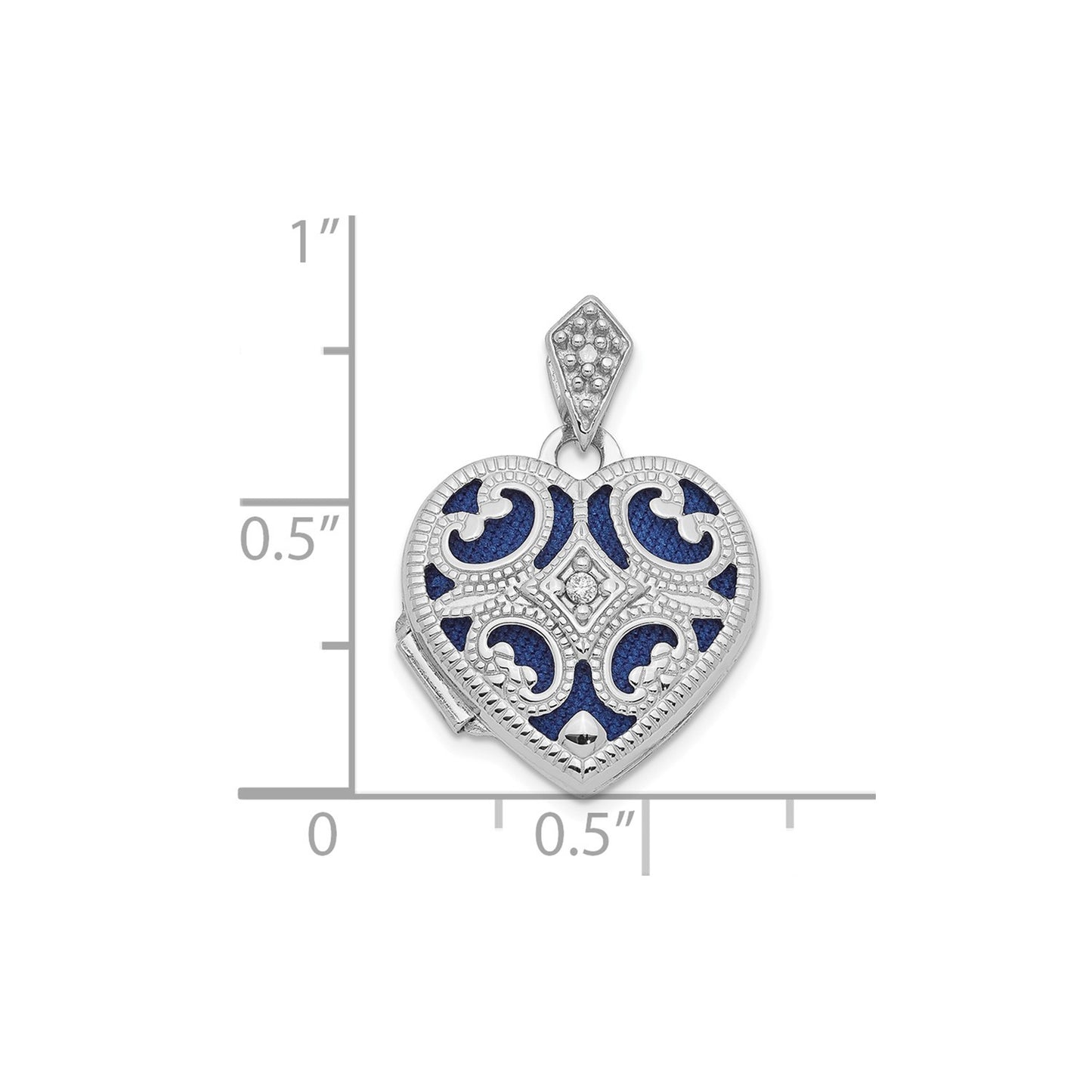 DL 10k White Gold Diamond Vintage 15mm Heart Locket