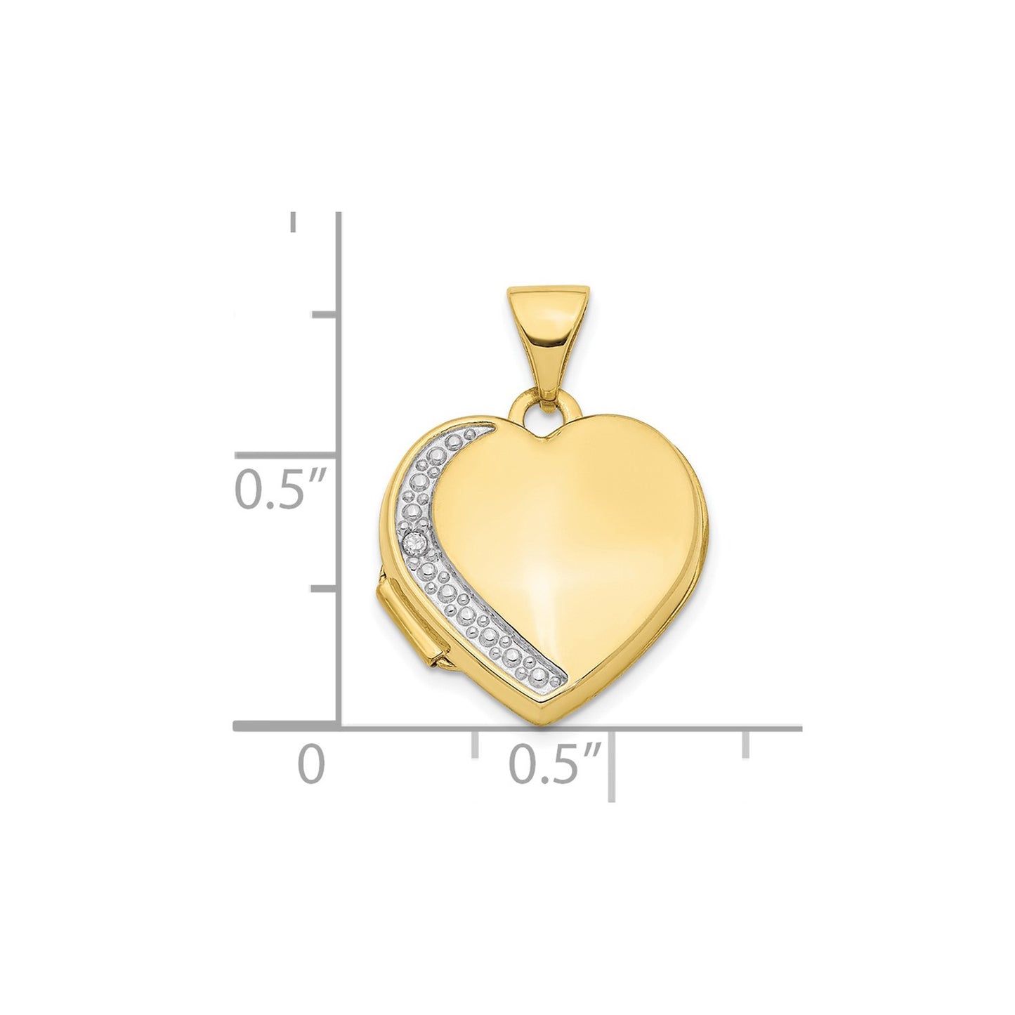 DL 10k Diamond 16mm Heart Locket Pendant