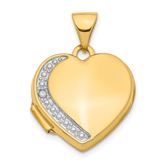 DL 10k Diamond 16mm Heart Locket Pendant