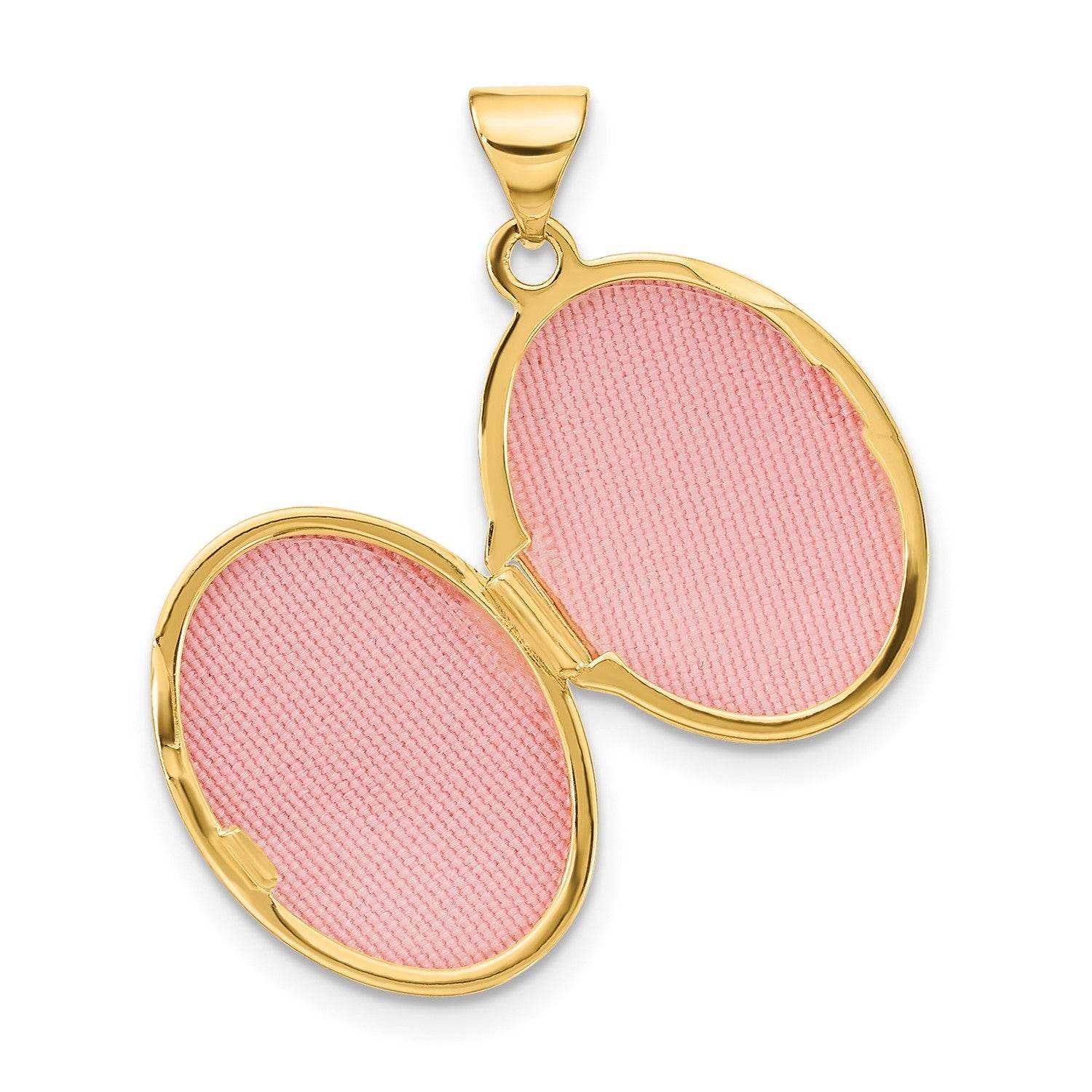 10k 17mm Oval Leaf Floral Hand Engraved Locket - Legacy Of The Heart