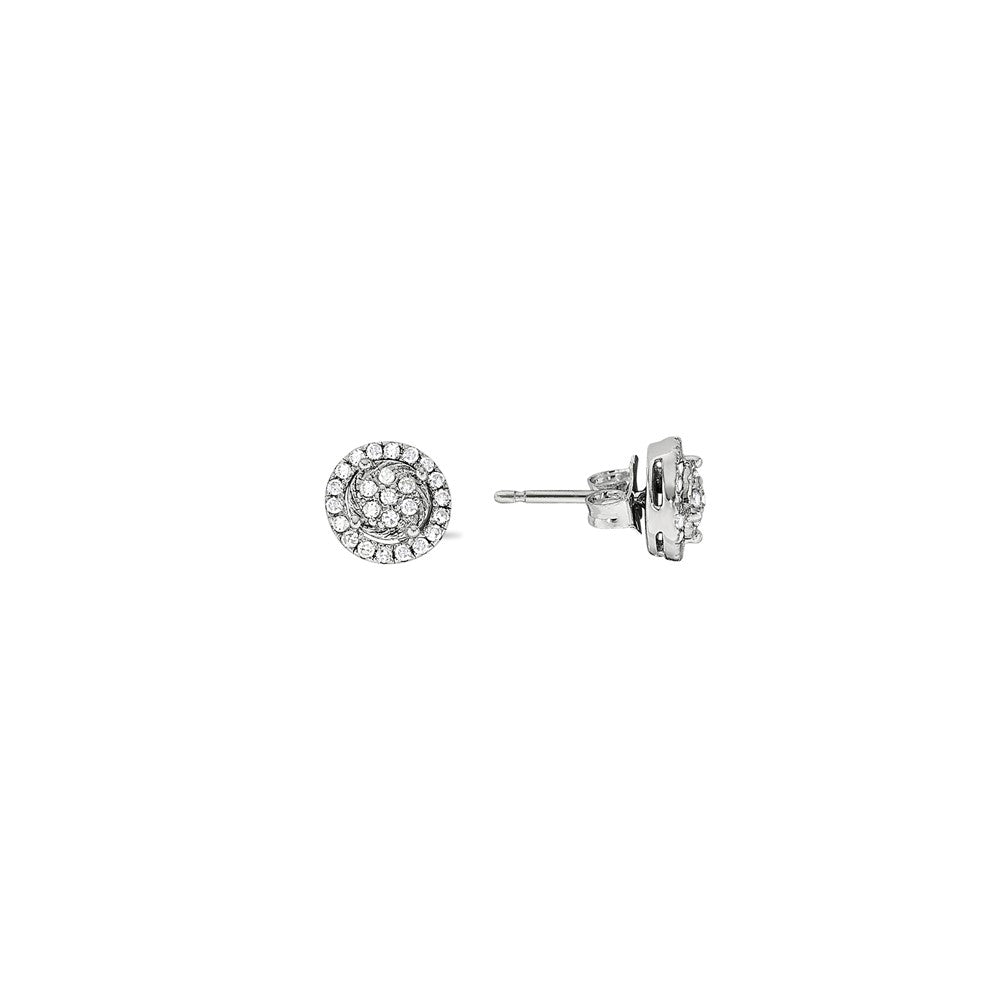 Sterling Silver Ladies Diamond Earrings