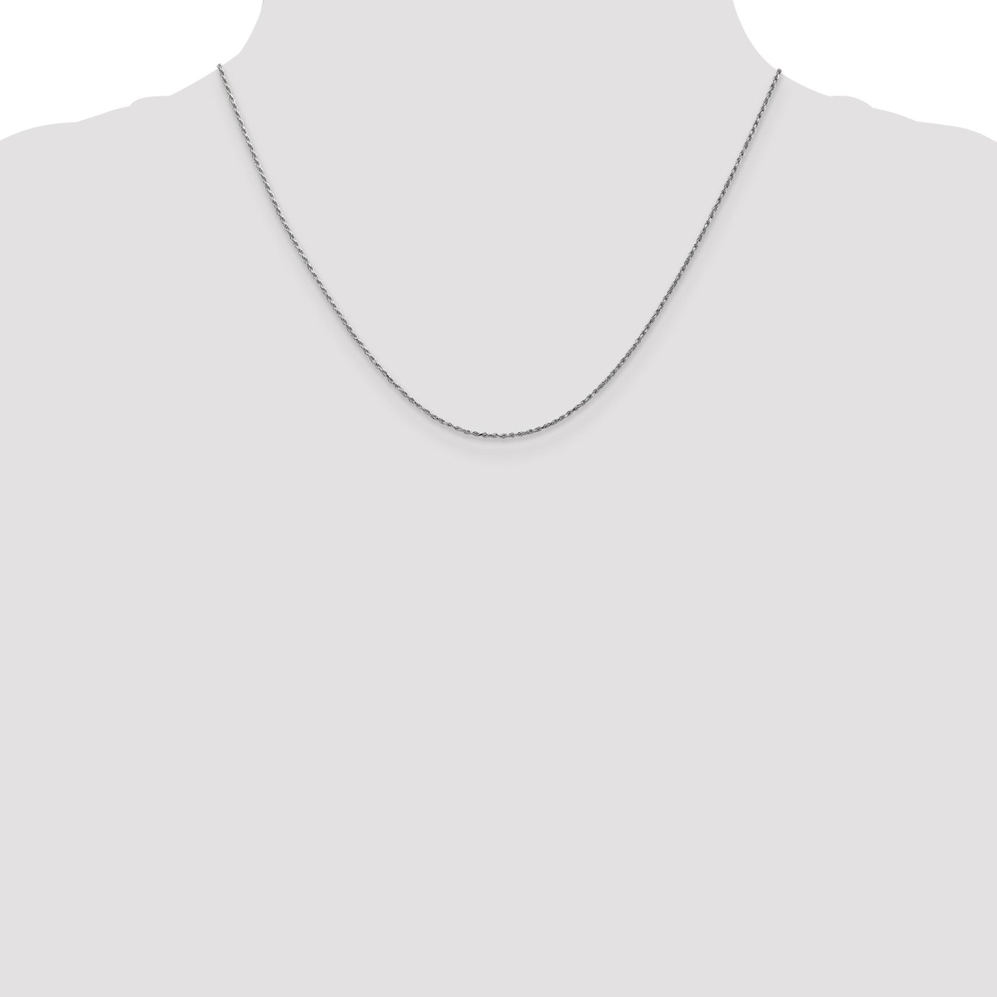 GC 14K White Gold 18 inch Carded .95mm Cable Rope with Spring Ring Clasp Chain