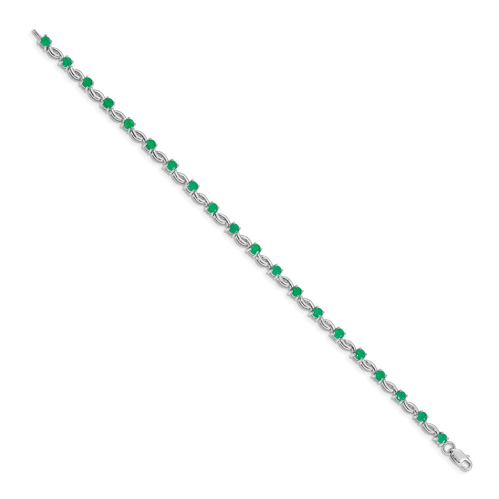 GG 14k White Gold Emerald Gemstone Bracelet