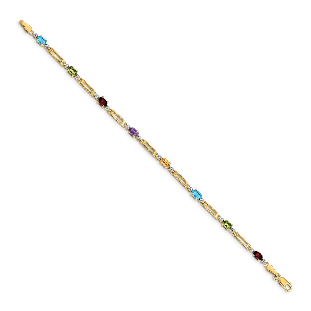 GG 10k Fancy Diamond and Gemstone Rainbow Bracelet