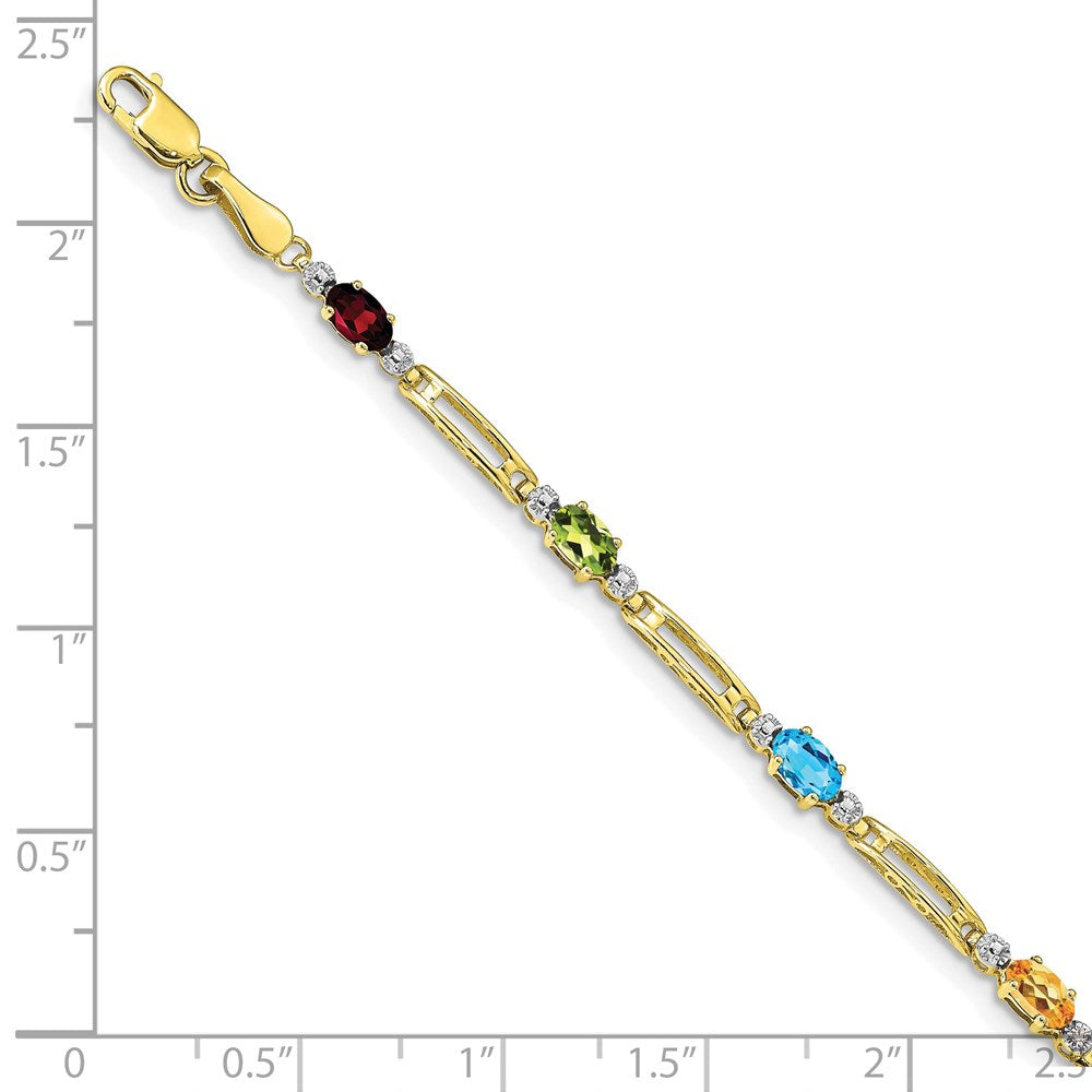 GG 10k Fancy Diamond and Gemstone Rainbow Bracelet