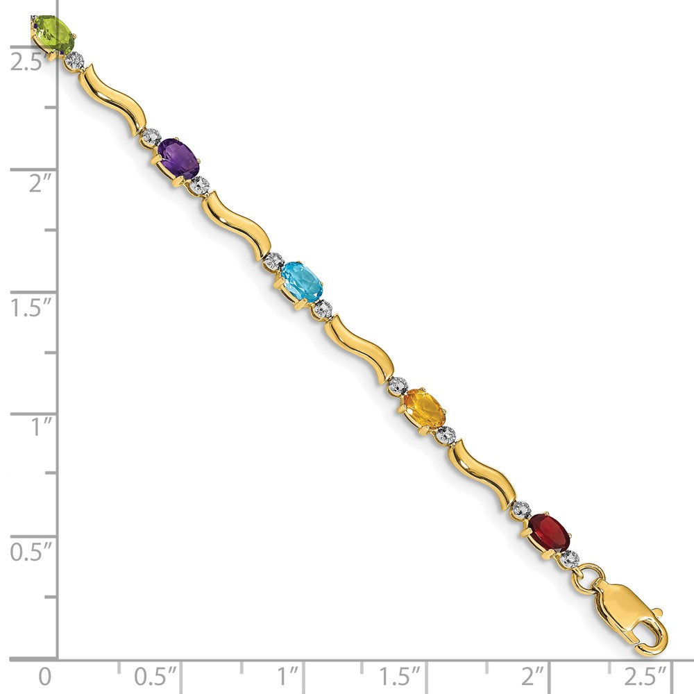 GGB 10k Diamond and Rainbow Gemstone Bracelet