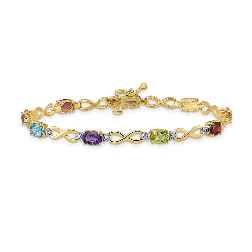 GG 10k Rainbow Gemstone and Diamond Infinity Bracelet