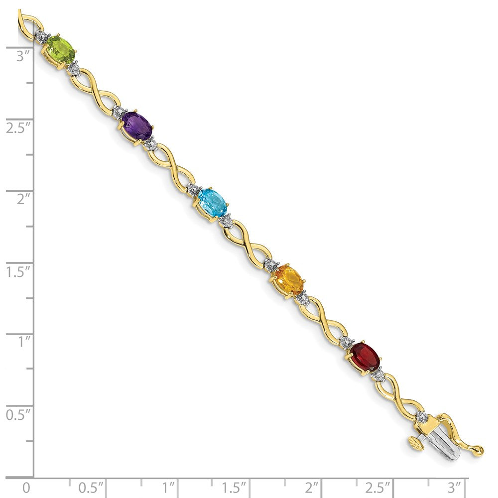 GG 10k Rainbow Gemstone and Diamond Infinity Bracelet