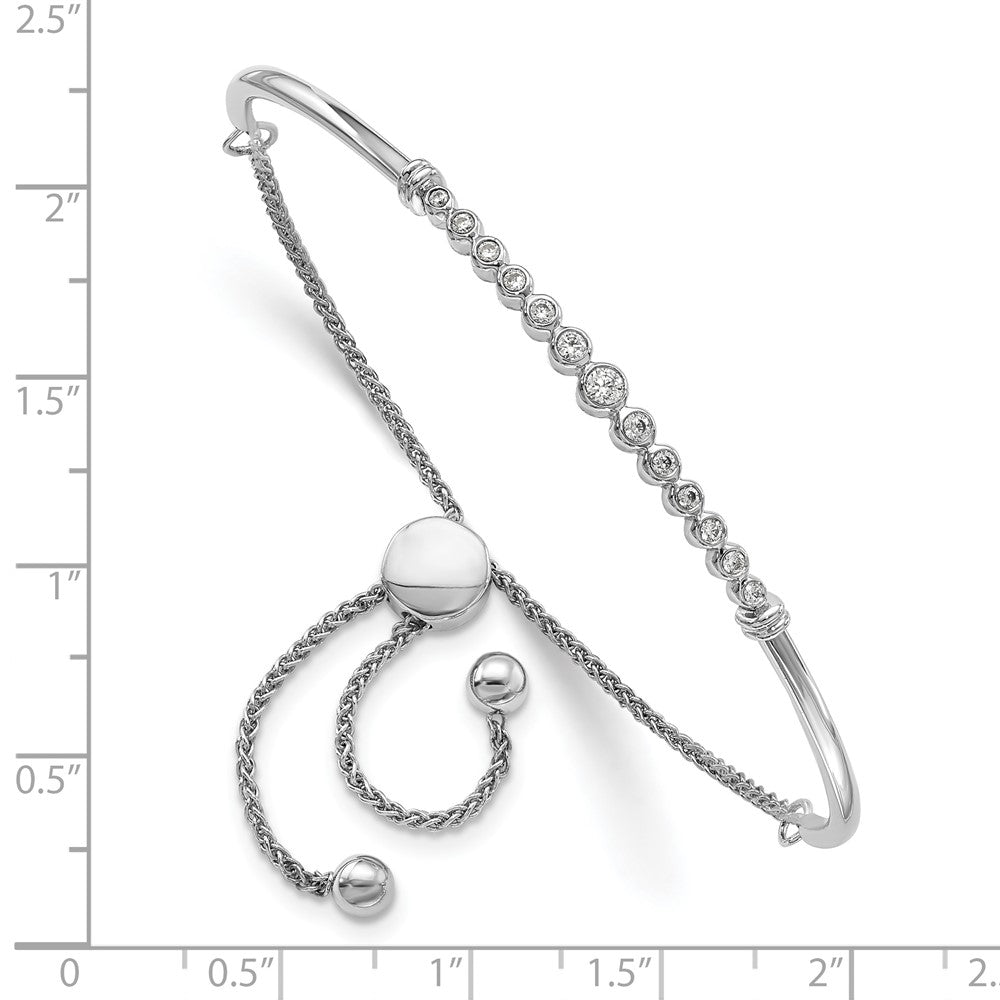 LGWB 14k White Gold 1/5 carat Lab Grown Diamond VS/SI+ G+ Complete Adjustable Bolo Bracelet