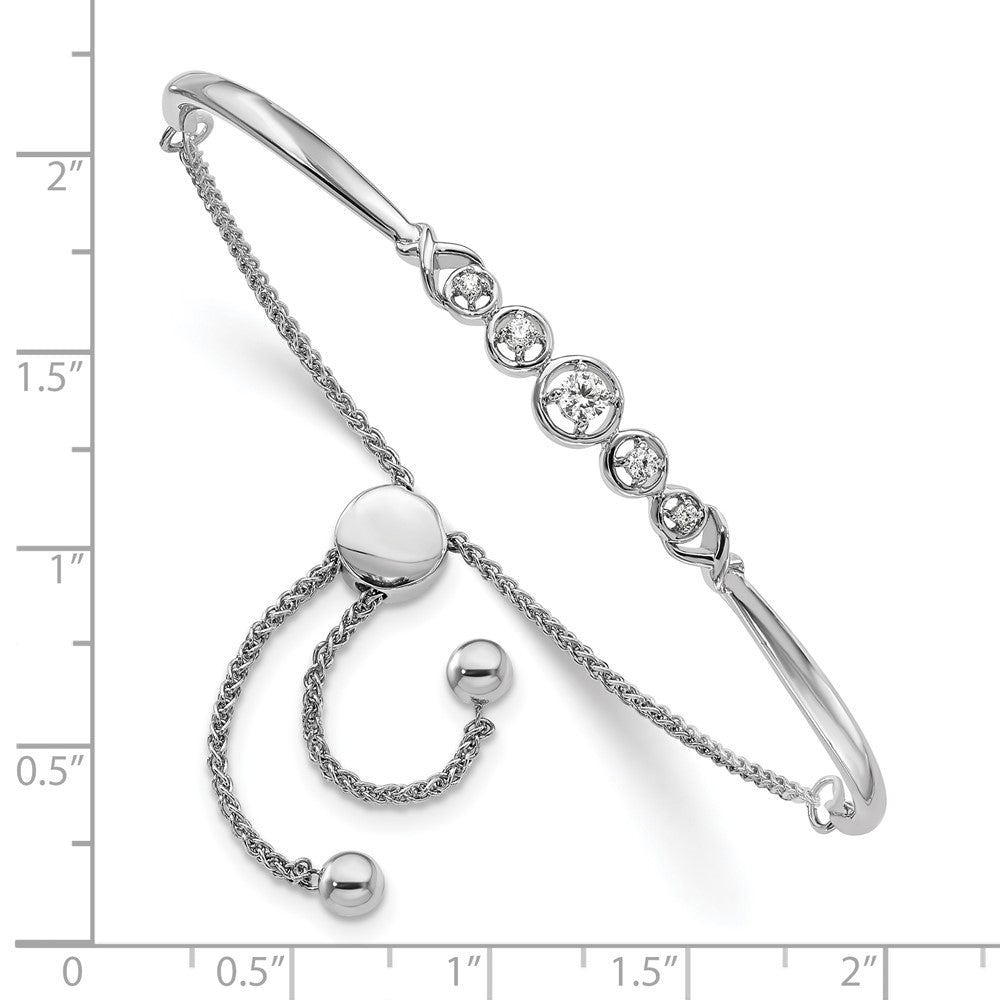 LBWB 14k White Gold 1/6 carat Lab Grown Diamond VS/SI+ G+ Complete Adjustable Bolo Bracelet