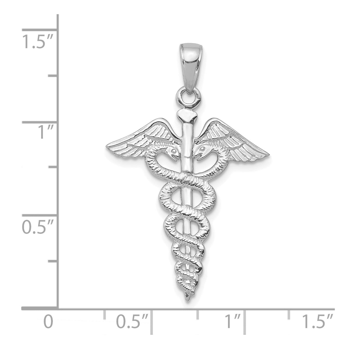 GP 14k White Gold Caduceus Pendant