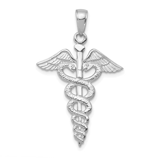 GP 14k White Gold Caduceus Pendant
