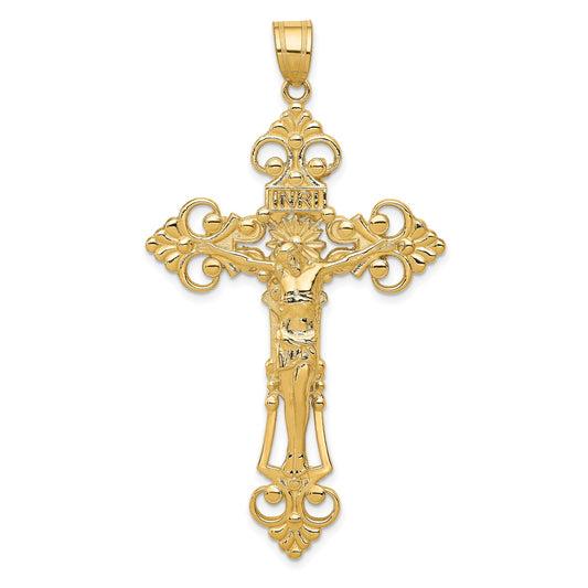 GP 14k INRI Fleur De Lis Crucifix Pendant
