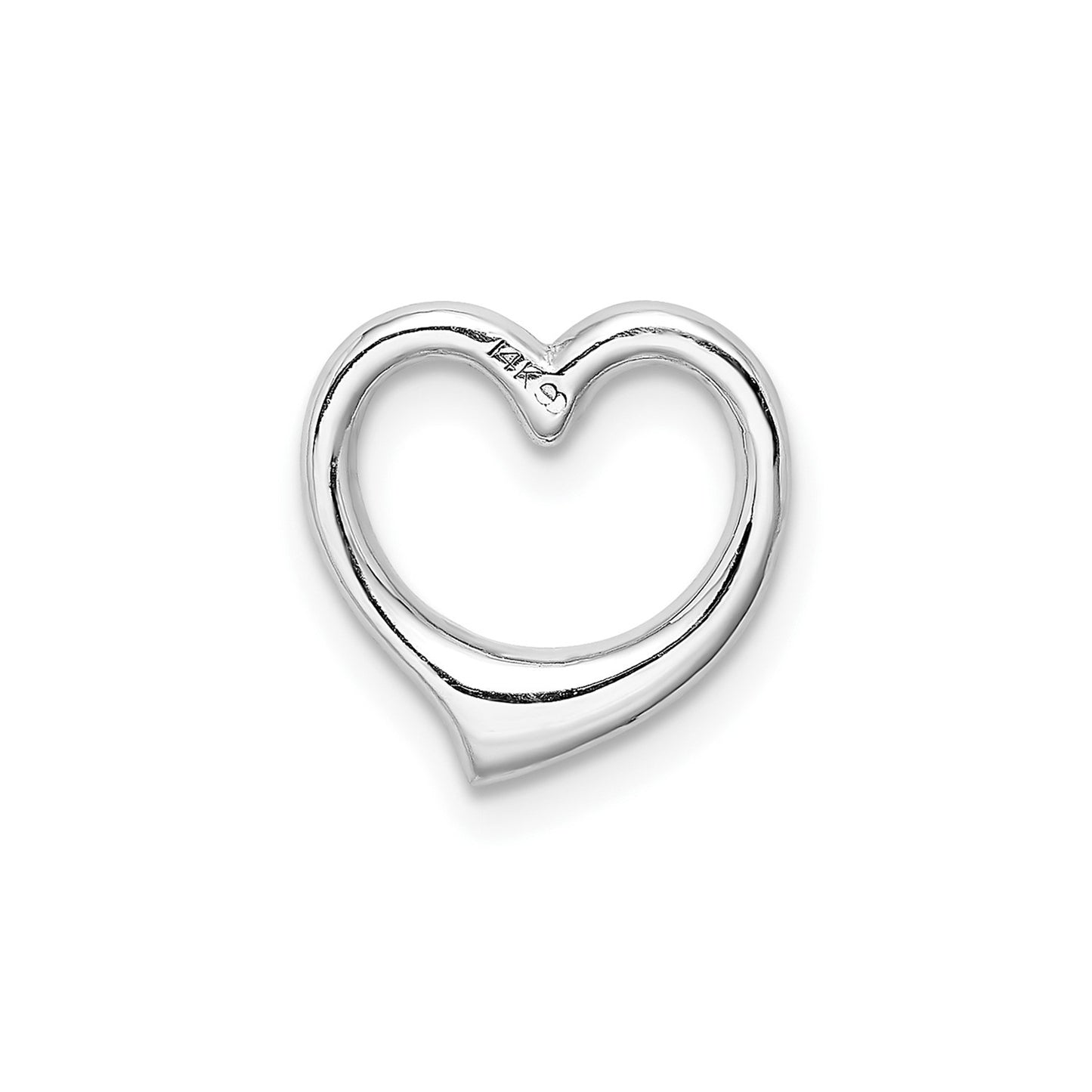 GP 14K White Gold Polished Heart Chain Slide