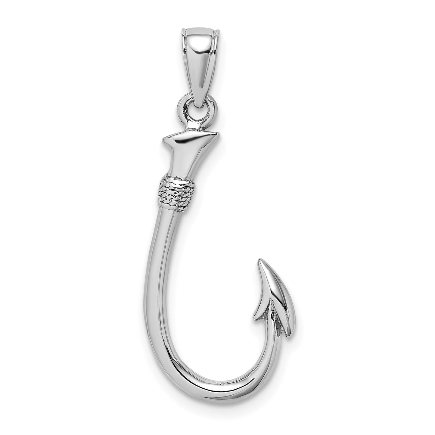 GP 14K White Gold 3-D Fish Hook Charm
