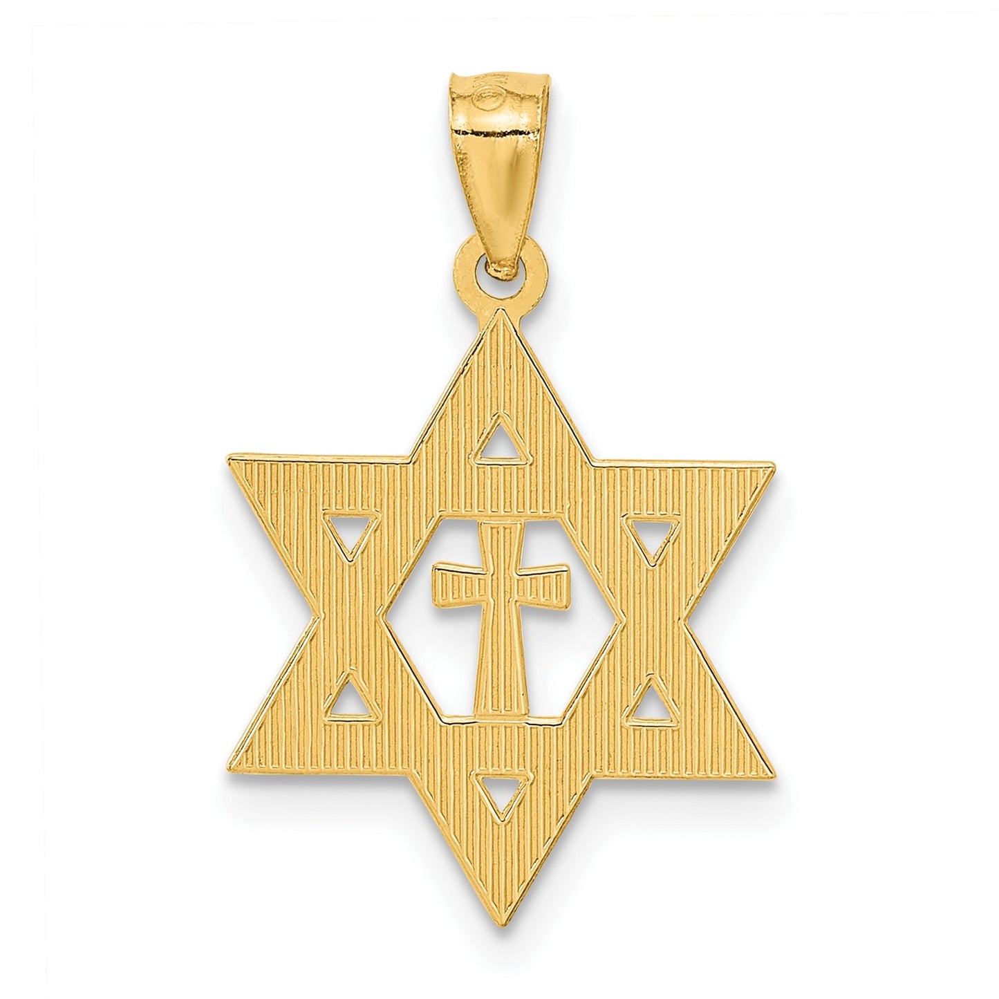 GP 14k Diamond-cut Star of David w/Cross Pendant