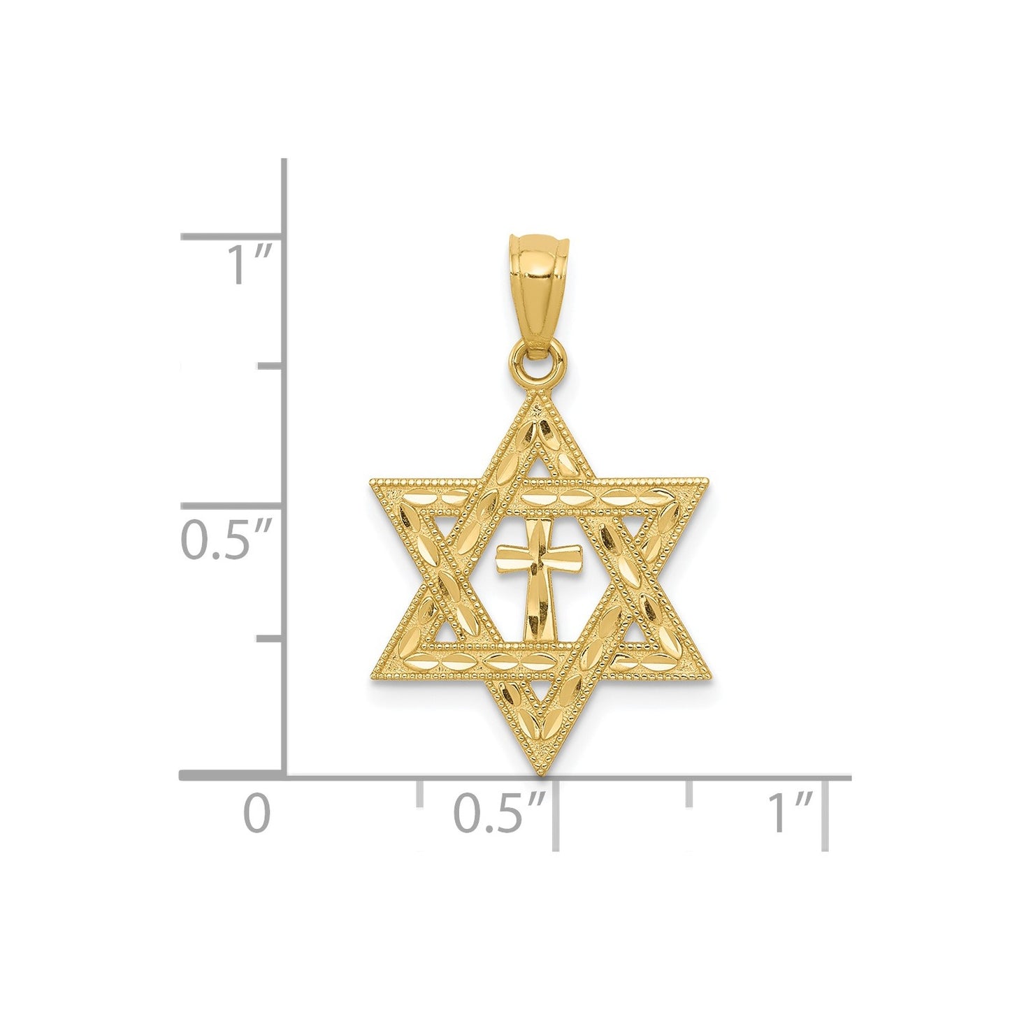 GP 14k Diamond-cut Star of David w/Cross Pendant
