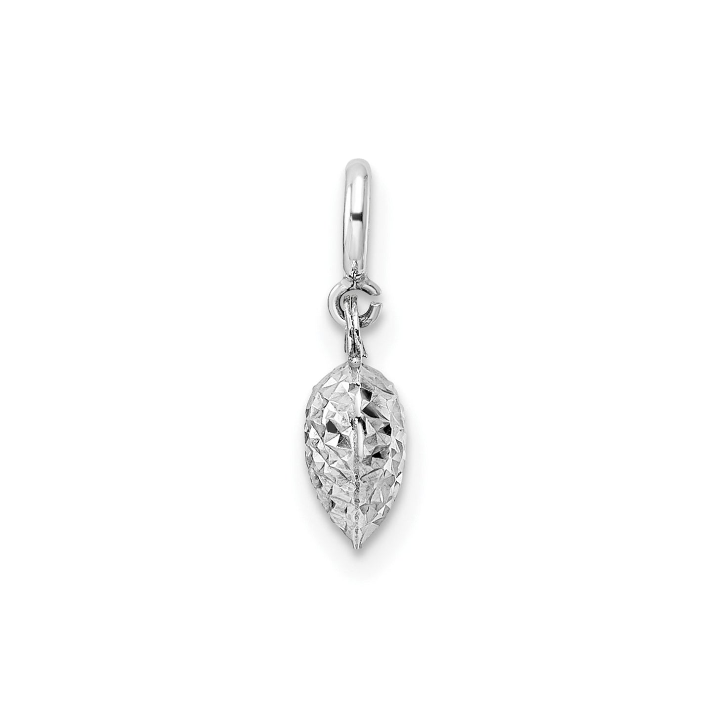 GCH 14K White Gold Diamond-cut Heart Spring Ring Charm Pendant