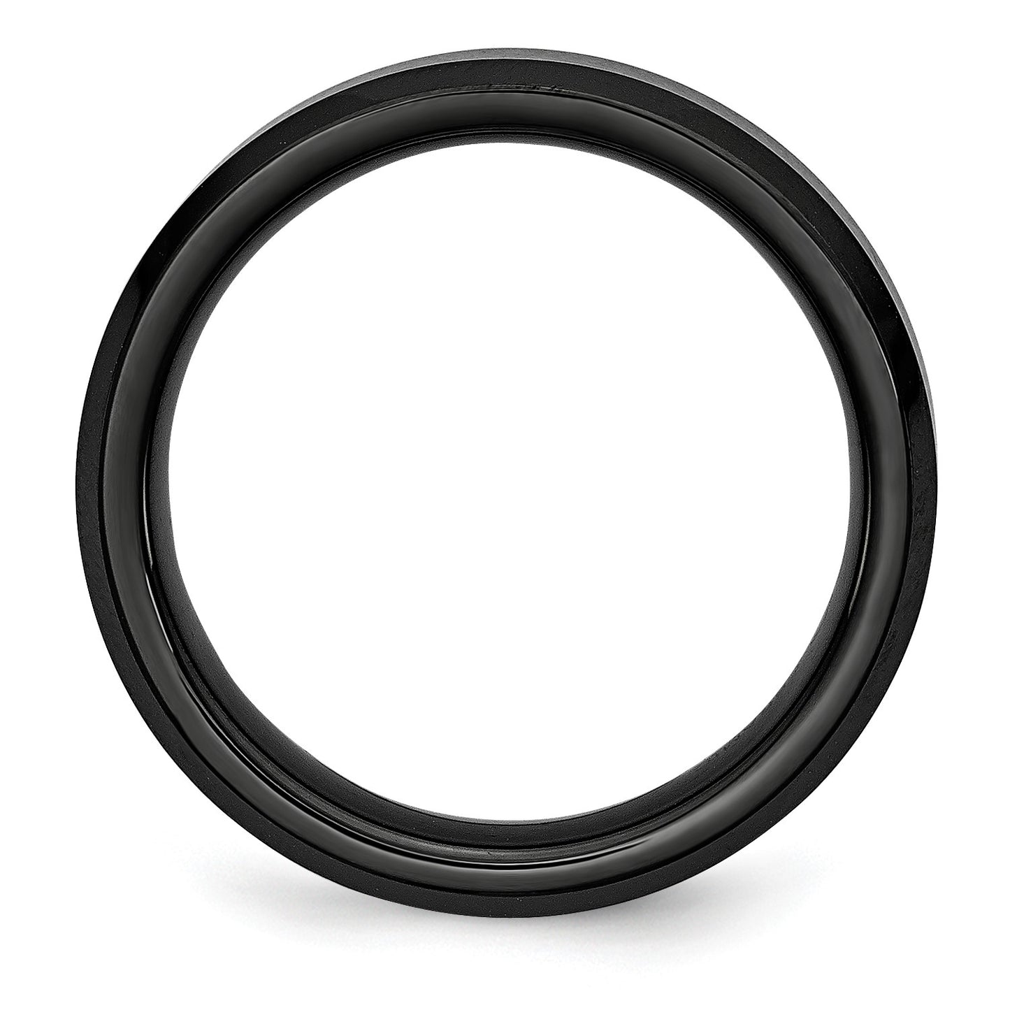 MJ Black Ceramic Beveled Edge 6mm Brushed and Polished Band