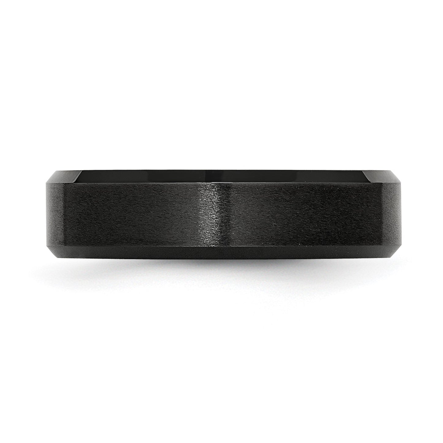 MJ Black Ceramic Beveled Edge 6mm Brushed and Polished Band