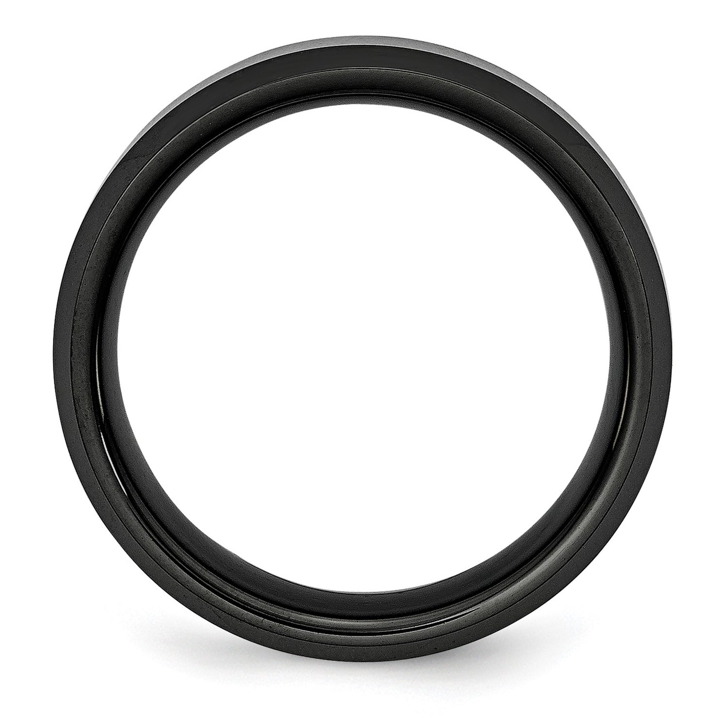 MJ Ceramic Black Beveled Edge 8mm Brushed and Polished Band