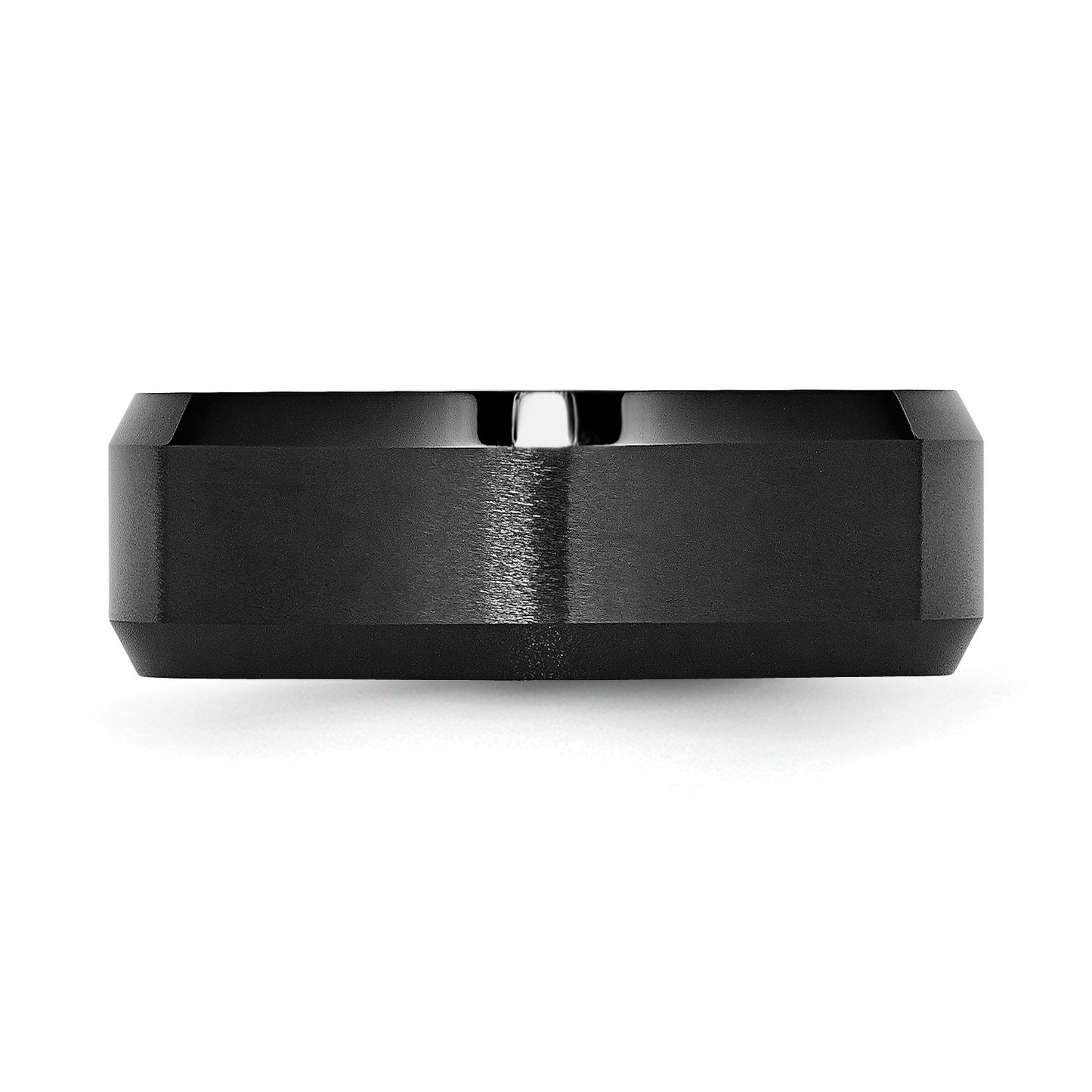 MJ Ceramic Black Beveled Edge 8mm Brushed and Polished Band