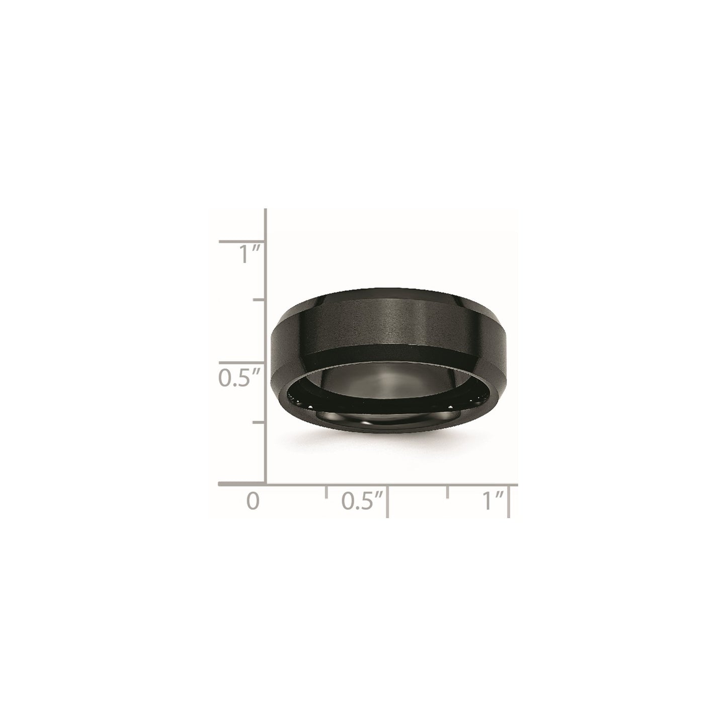 MJ Ceramic Black Beveled Edge 8mm Brushed and Polished Band